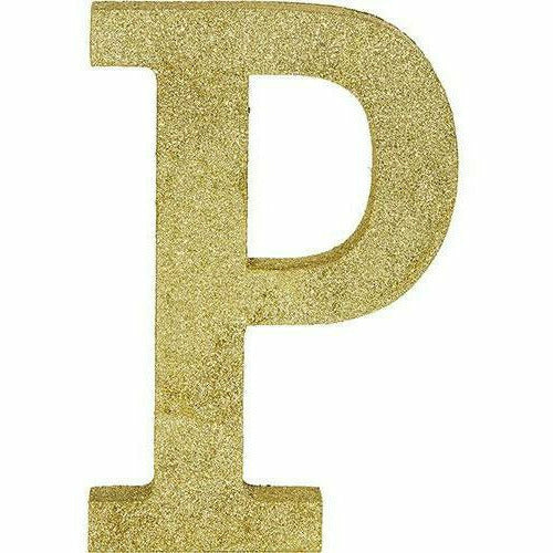 Amscan DECORATIONS Glitter Gold Letter P Sign