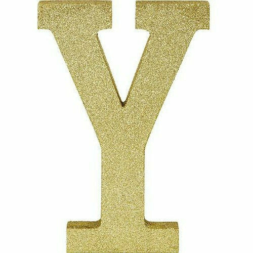 Amscan DECORATIONS Glitter Gold Letter Y Sign