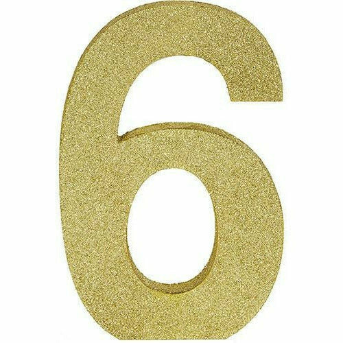 Amscan DECORATIONS Glitter Gold Number 6 Sign