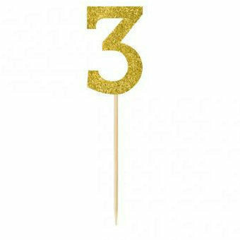 Amscan DECORATIONS Gold #3 pick 7.5&quot;