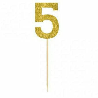 Amscan DECORATIONS Gold #5 pick 7.5"