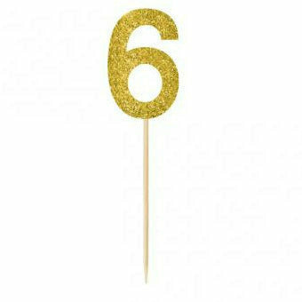 Amscan DECORATIONS Gold #6 pick 7.5"