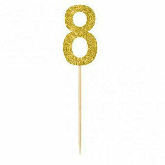 Amscan DECORATIONS Gold #8 pick 7.5&quot;