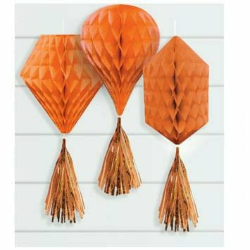 Amscan DECORATIONS HC MINI W/ TASSELS ORNG PL