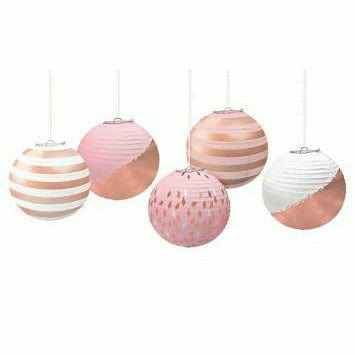 Amscan DECORATIONS Mini Hot-Stamped Lanterns - Rose Gold/Blush