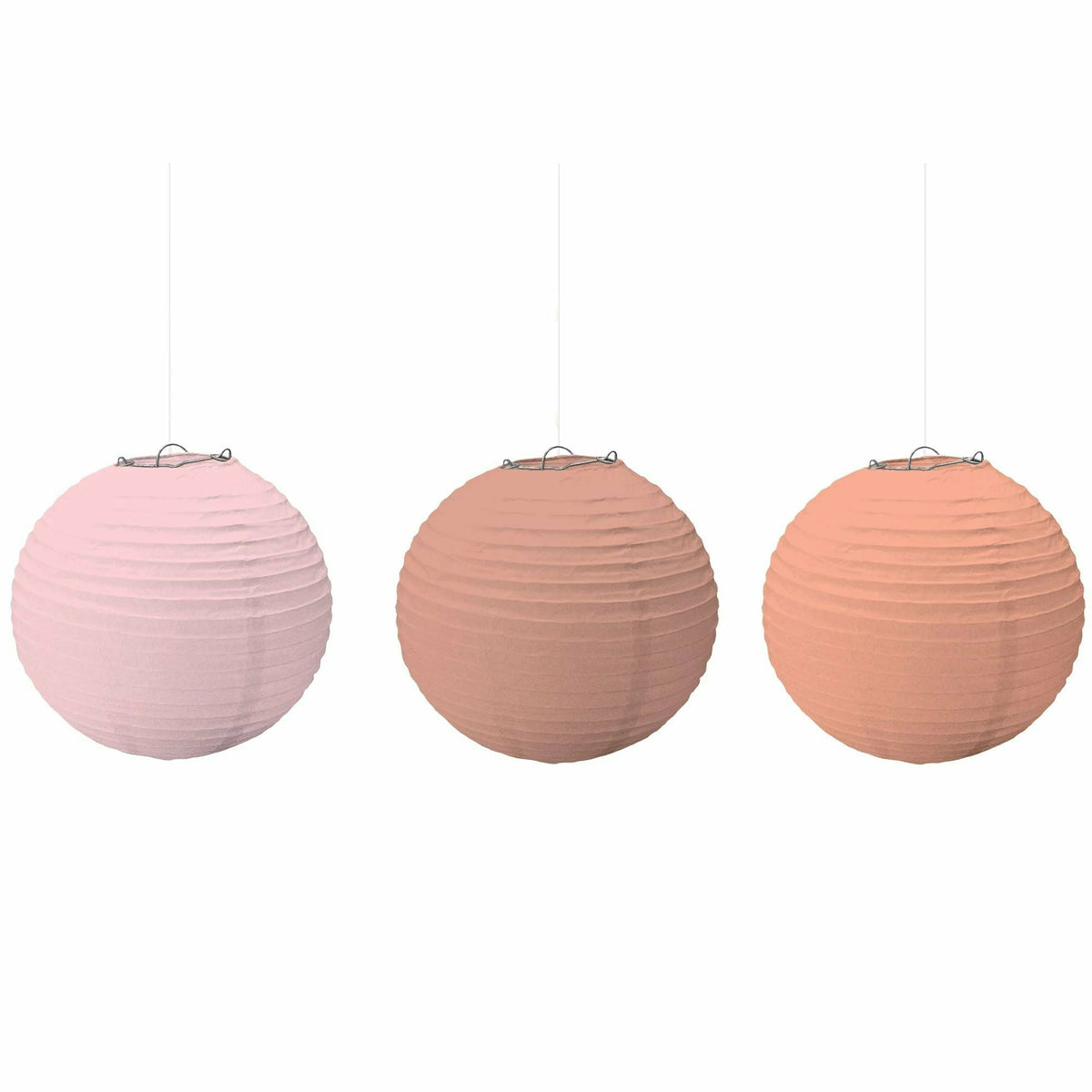 Amscan DECORATIONS Round Paper Lanterns Rose Gold/Blush