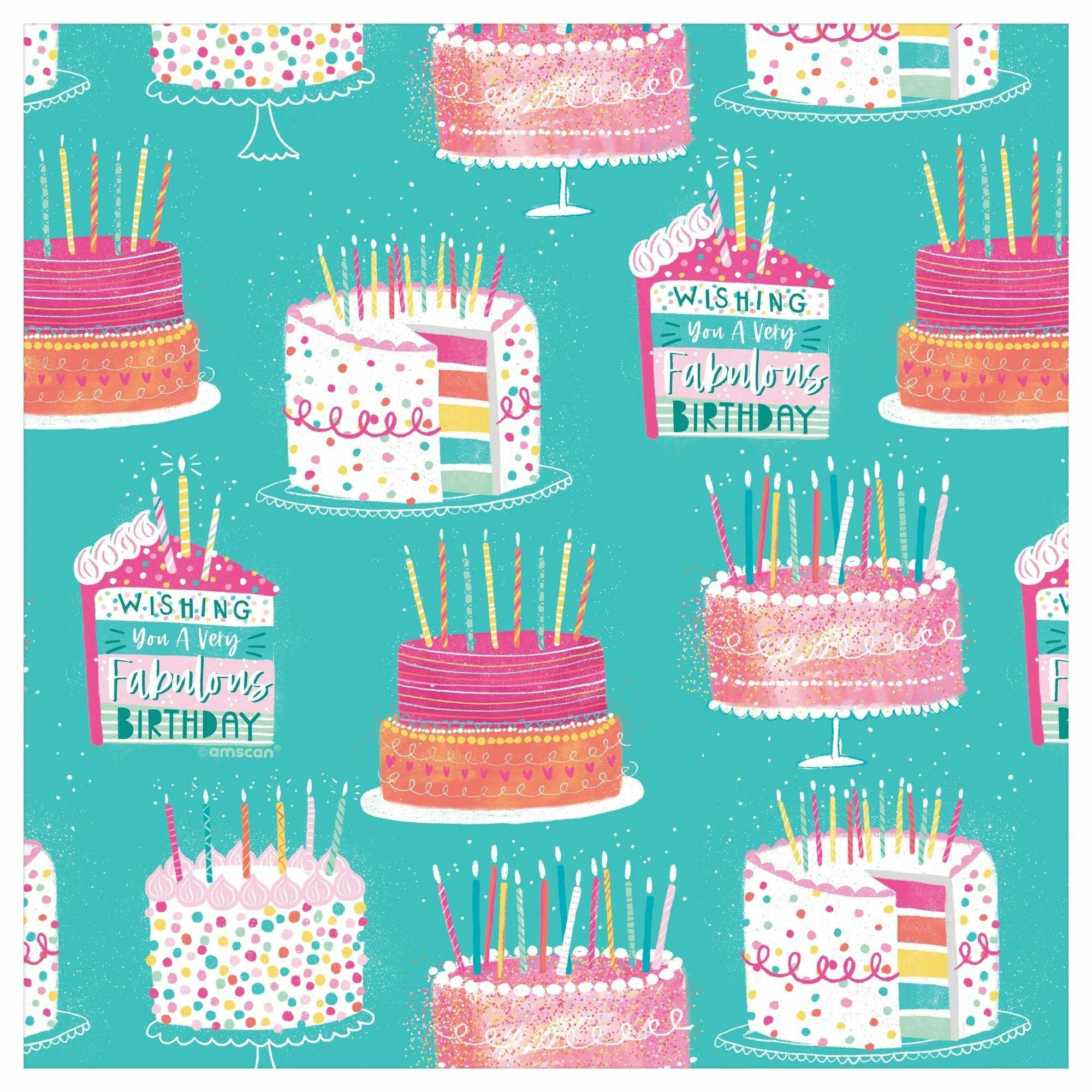 Amscan GIFT WRAP All Over Cakes Jumbo Gift Wrap