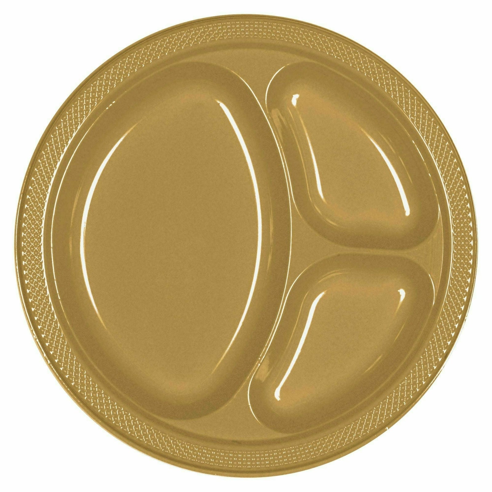 Amscan Gold Sparkle Divided Plastic Plates, 10 1/4"