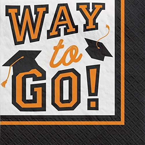 Amscan Graduation Napkins - 5" X 5" | Orange