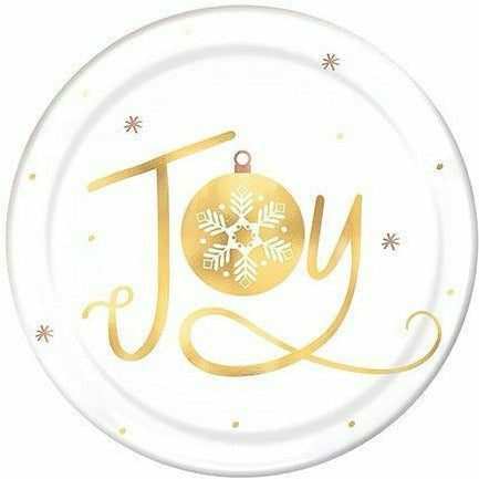 Amscan HOLIDAY: CHRISTMAS Joy Coupe Plates, Hot-Stamped, 7 1/2&quot;