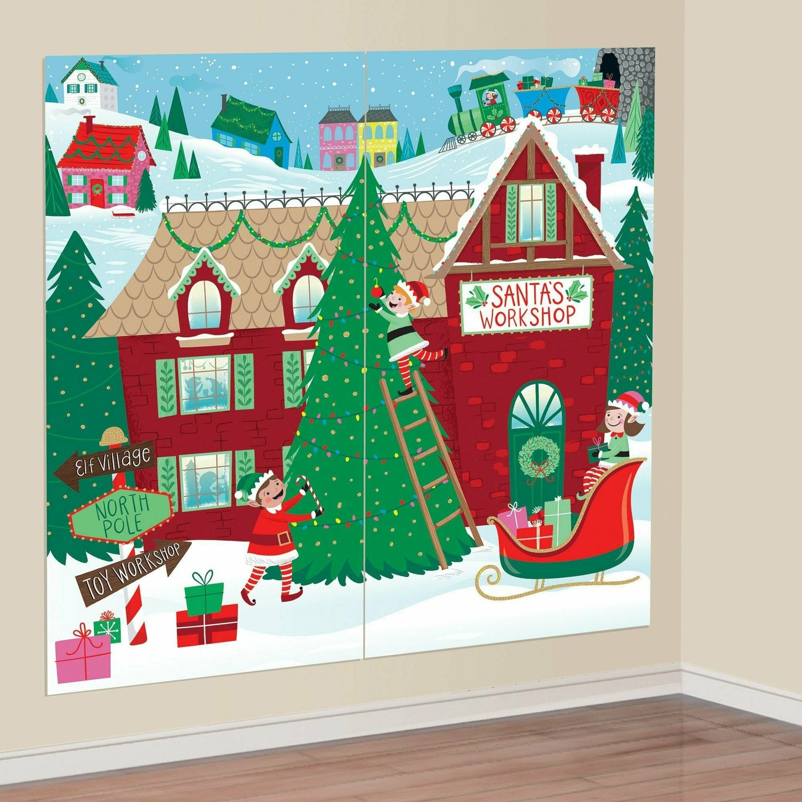 Amscan HOLIDAY: CHRISTMAS Santa's Workshop Scene Setters Add-On