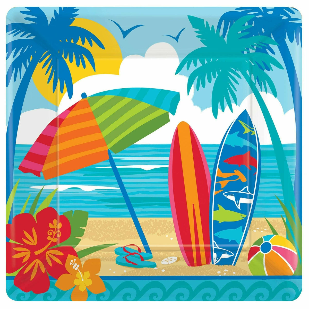 Amscan HOLIDAY: FIESTA Sun and Surf Square Dessert Plates