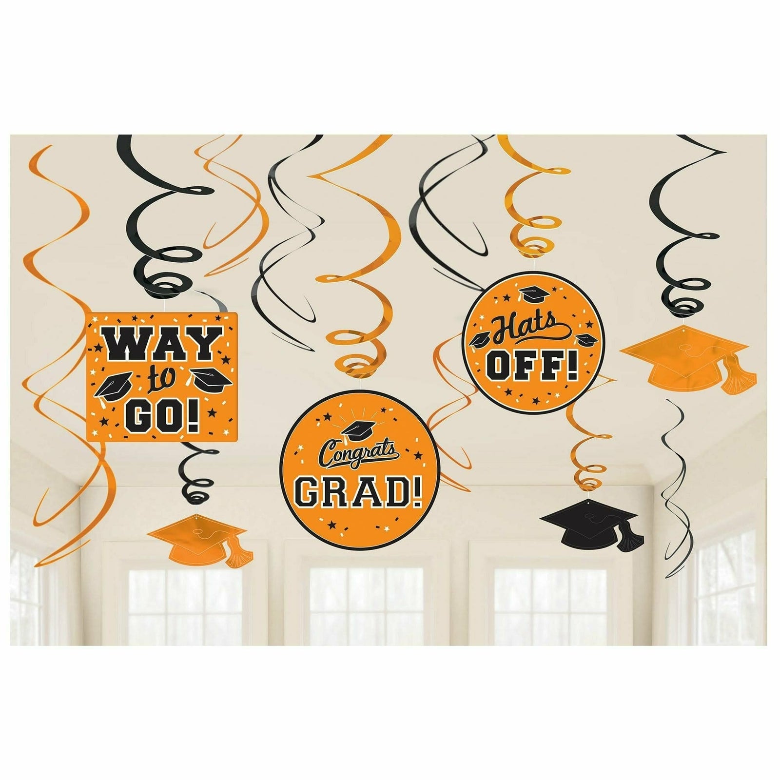 Amscan HOLIDAY: GRADUATION Grad Value Pack Swirl Decorations - Orange