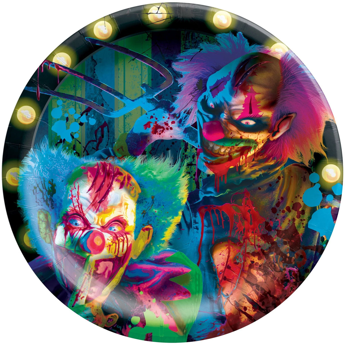 Amscan HOLIDAY: HALLOWEEN Creepy Carnival Blacklight 10&quot; Round Plates