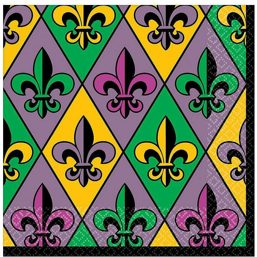 Amscan HOLIDAY: MARDI GRAS Mardi Gras Fleur-de-Lis Lunch Napkins 36ct