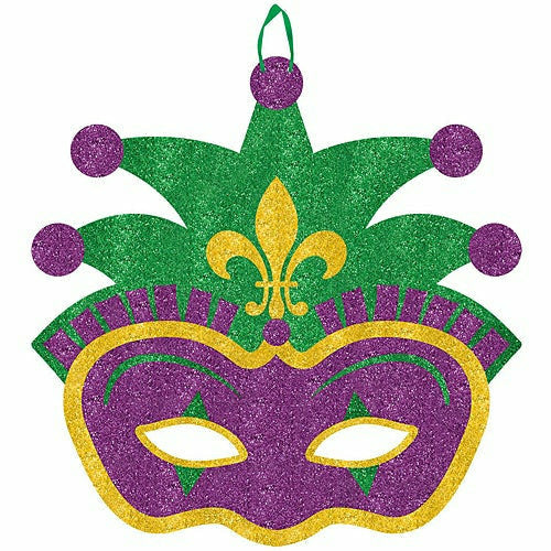 Amscan HOLIDAY: MARDI GRAS Mardi Gras Jester Mask Hanging Signs, 11-1/2" X 11-1/2", Multicolor