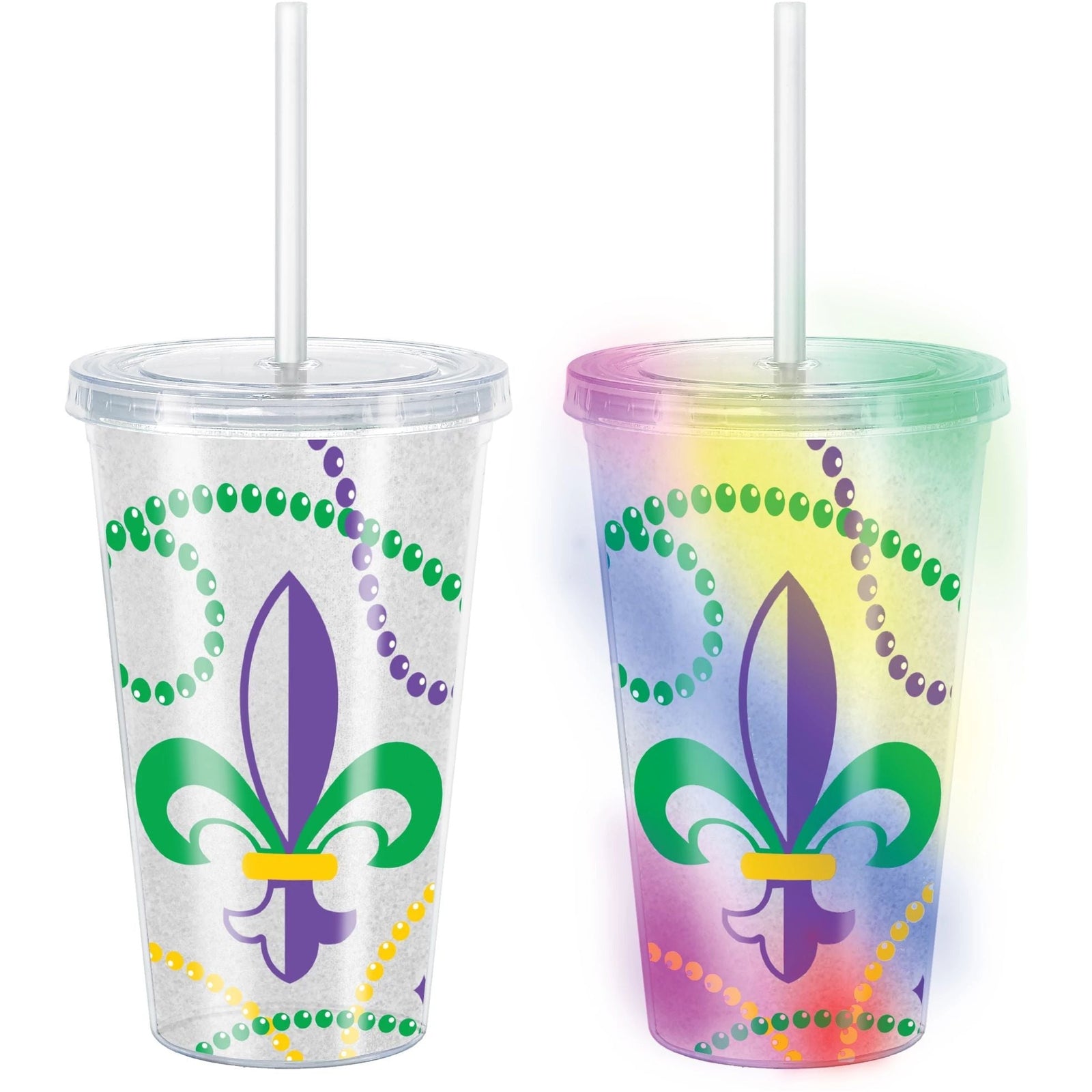 Amscan HOLIDAY: MARDI GRAS Mardi Gras Light-Up Multicolor Plastic Tumbler