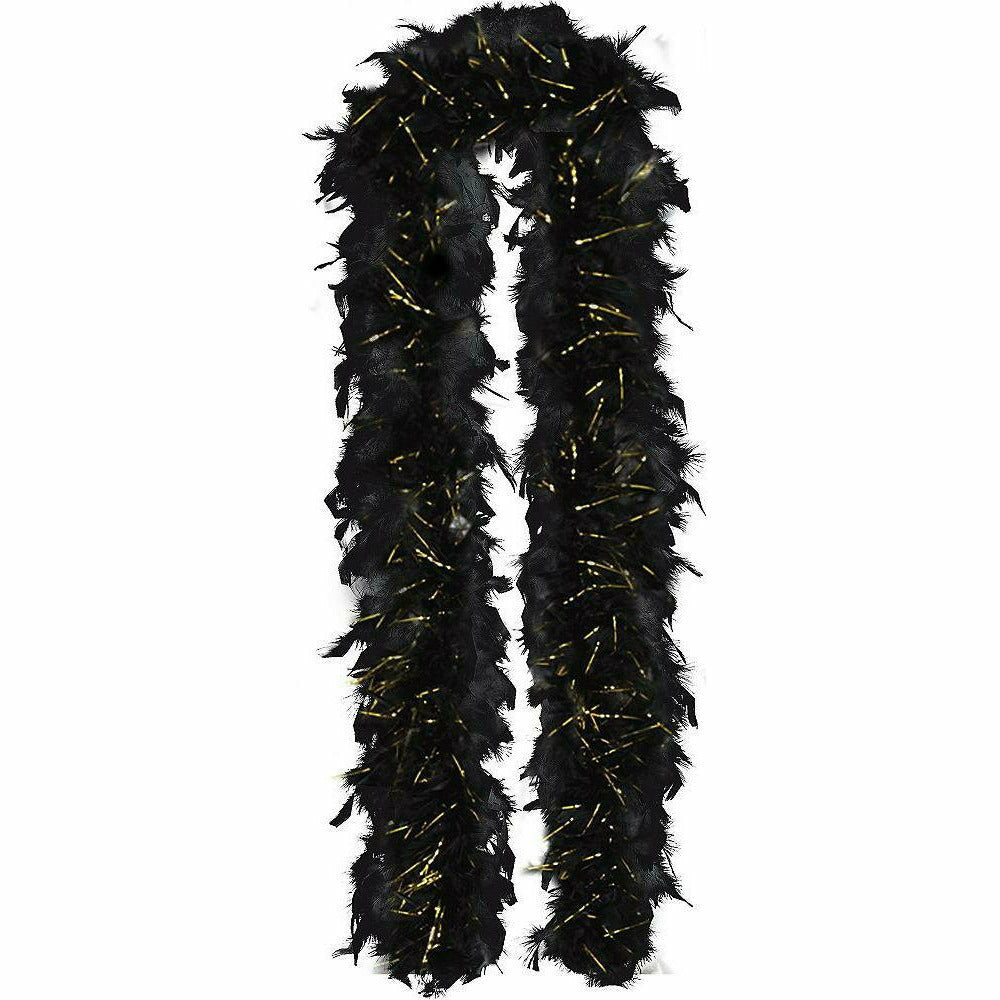 Amscan HOLIDAY: NEW YEAR&#39;S Black/Gold Hollywood Tinsel Feather Boa