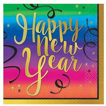 Amscan HOLIDAY: NEW YEAR&#39;S Colorful New Year&#39;s Beverage Napkins 36ct