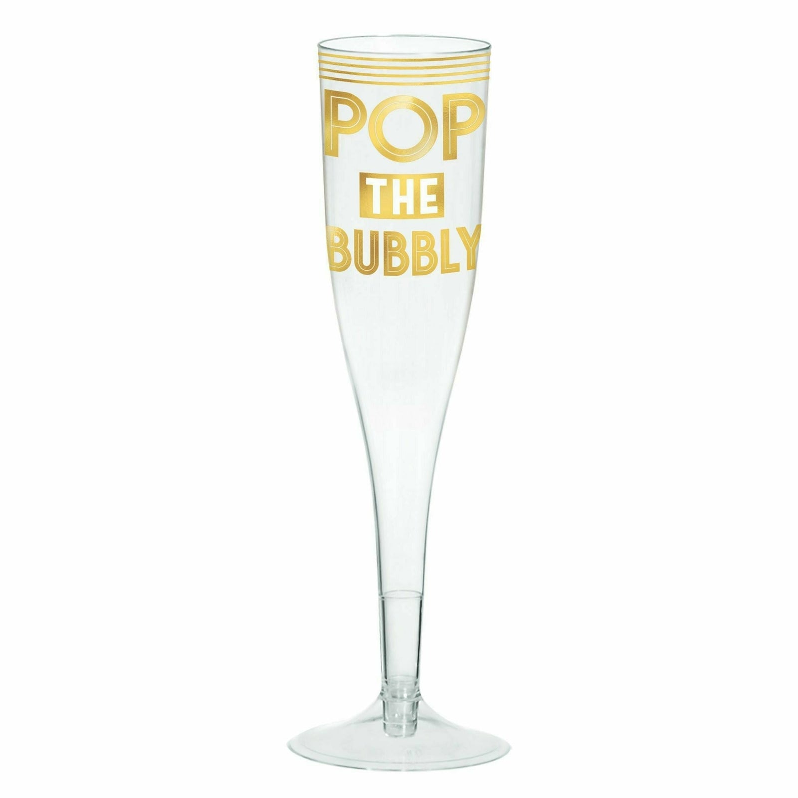 Amscan HOLIDAY: NEW YEAR'S Pop The Bubbly Champagne Glasses, Hot-Stamped, Multi-Pack