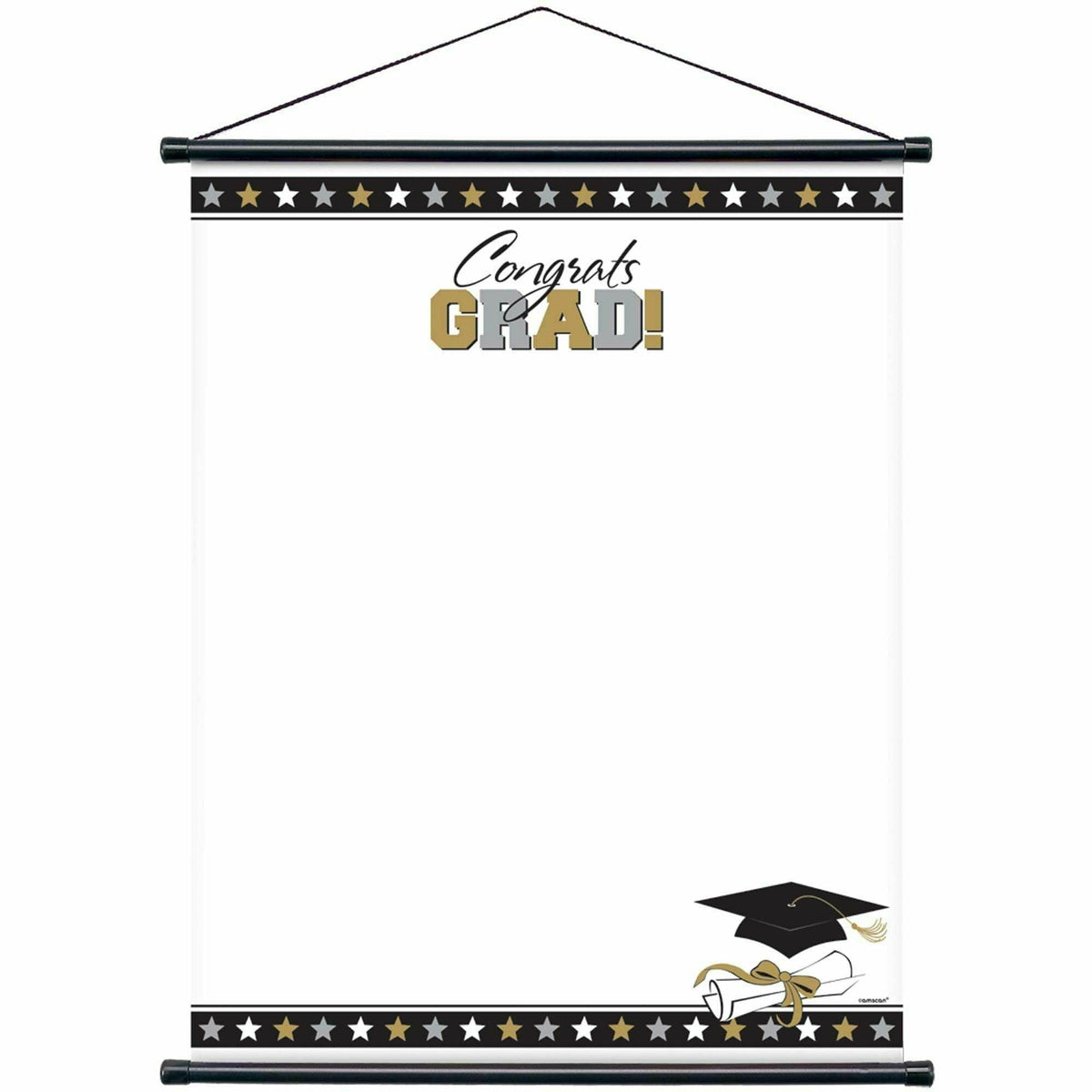 Amscan HOLIDAY: PATRIOTIC Grad Sign-In Scroll Sheet - Black, Silver &amp; Gold