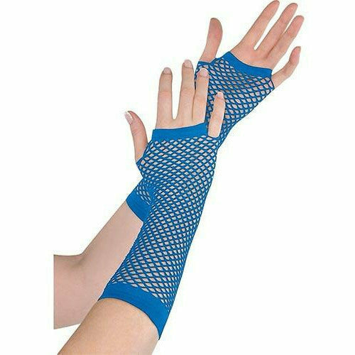 Amscan HOLIDAY: SPIRIT Long Blue Fishnet Gloves Deluxe