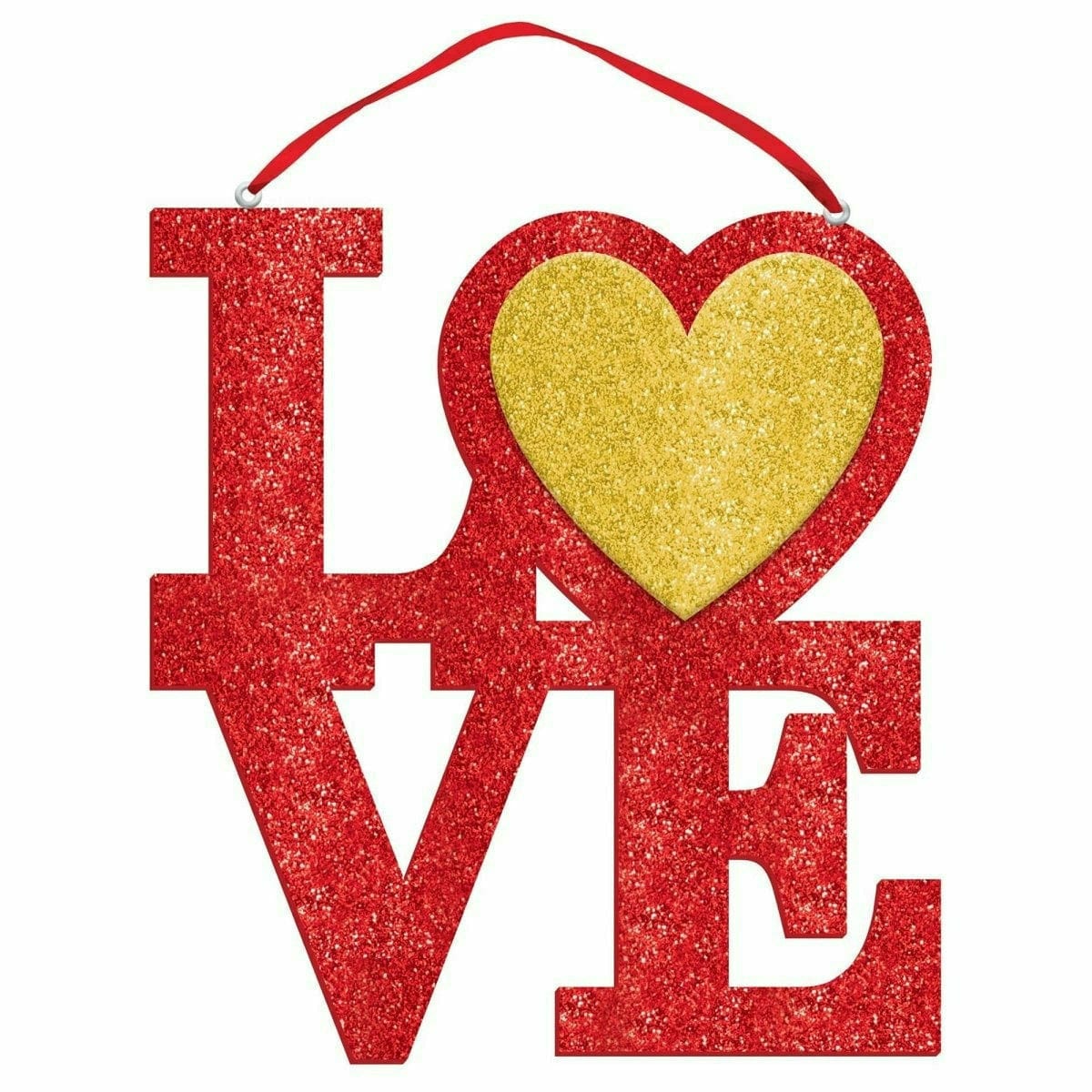 Amscan HOLIDAY: VALENTINES Glitter L-O-V-E Hanging Sign, 10" X 9.25"