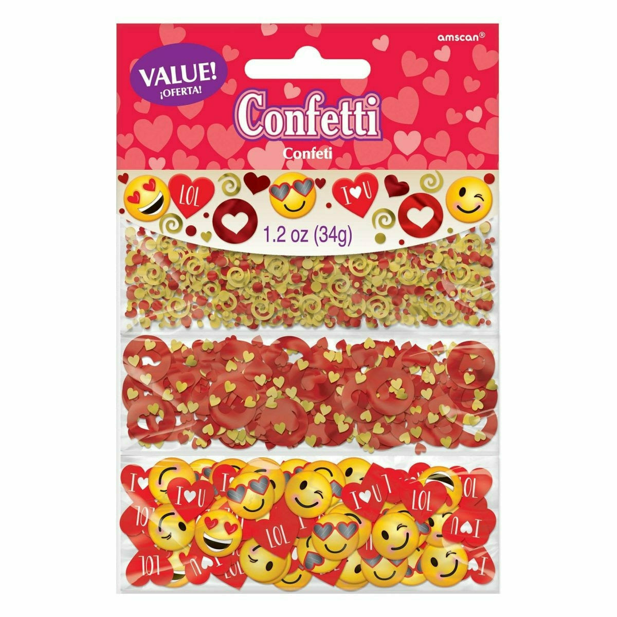 Amscan HOLIDAY: VALENTINES Heart &amp; Smiley Confetti Valentine&#39;s Day