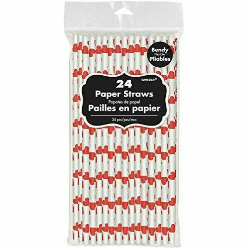 Amscan HOLIDAY: VALENTINES Paper Straws Heart Valentine&#39;s Day-24 Pcs