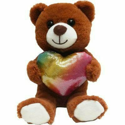 Amscan HOLIDAY: VALENTINES Rainbow Heart Brown Teddy Bear Plush