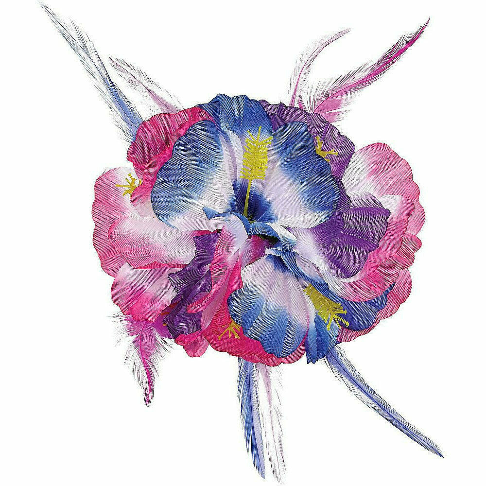 Amscan LUAU Pink &amp; Blue Hibiscus Barrette Deluxe