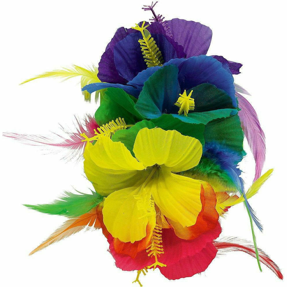 Amscan LUAU Rainbow Hibiscus Barrette Deluxe