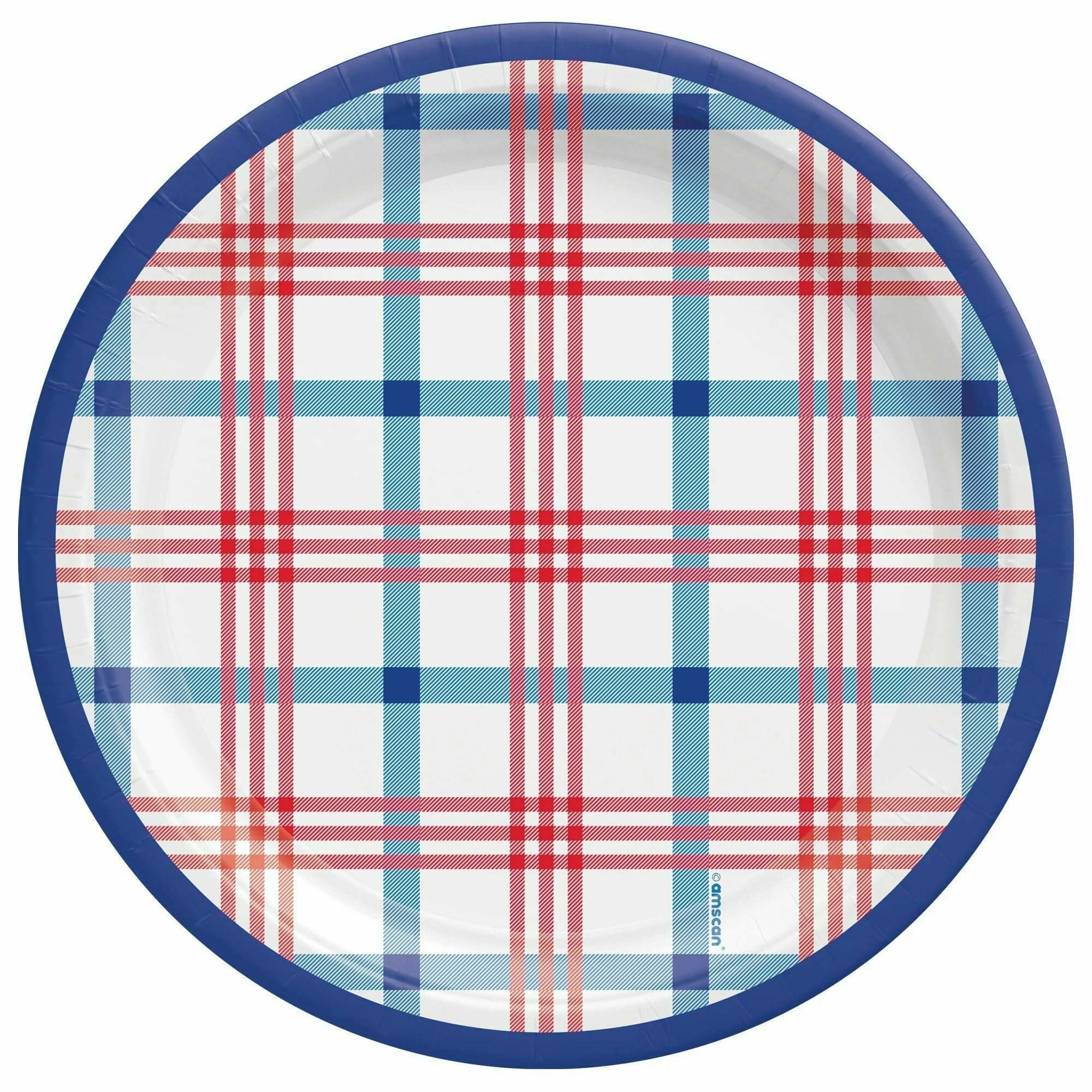 Amscan LUAU Summer Block Party Plaid 7" Round Plates