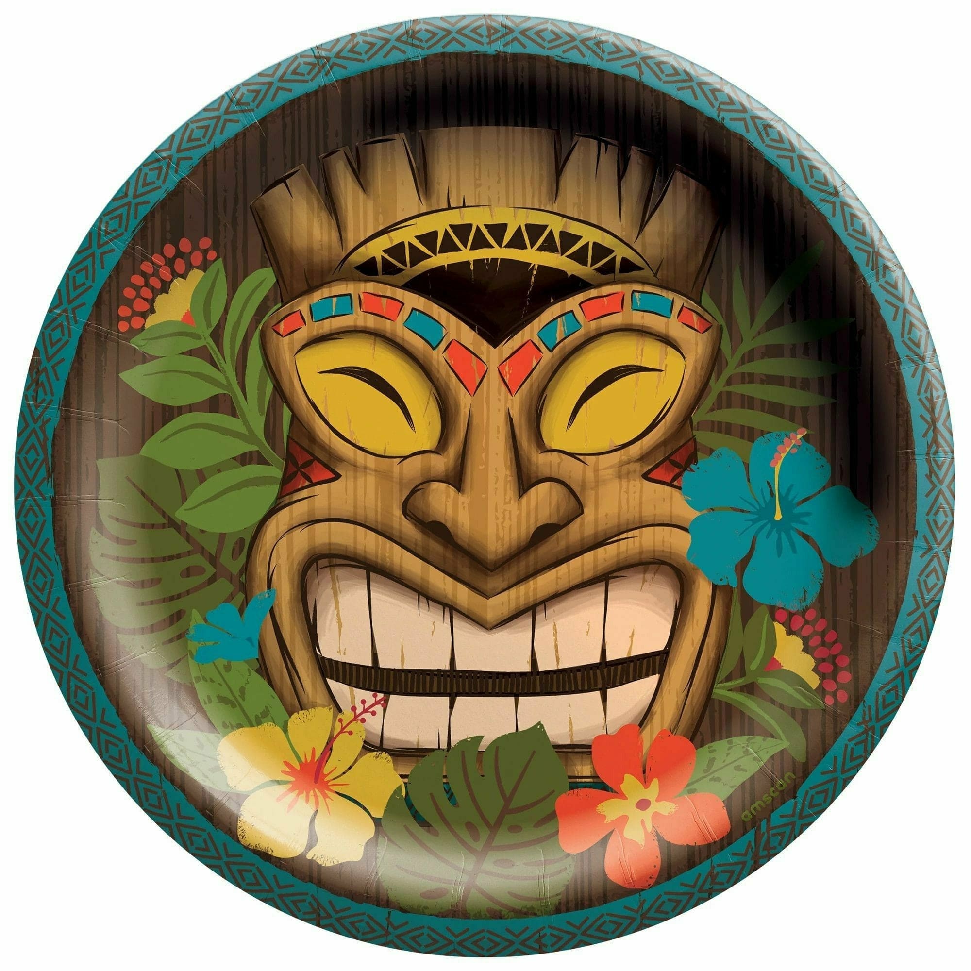 Amscan LUAU Vintage Tiki 6 3/4" Plates