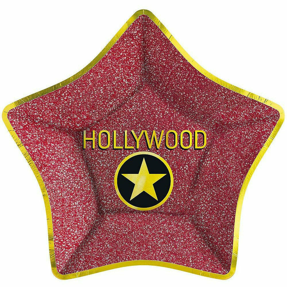 Amscan THEME Metallic Hollywood Star Dinner Plates 8ct Q7