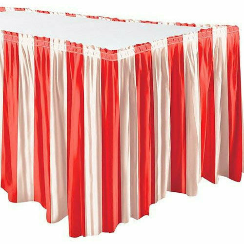 Amscan THEME Red &amp; White Striped Carnival Table Skirt