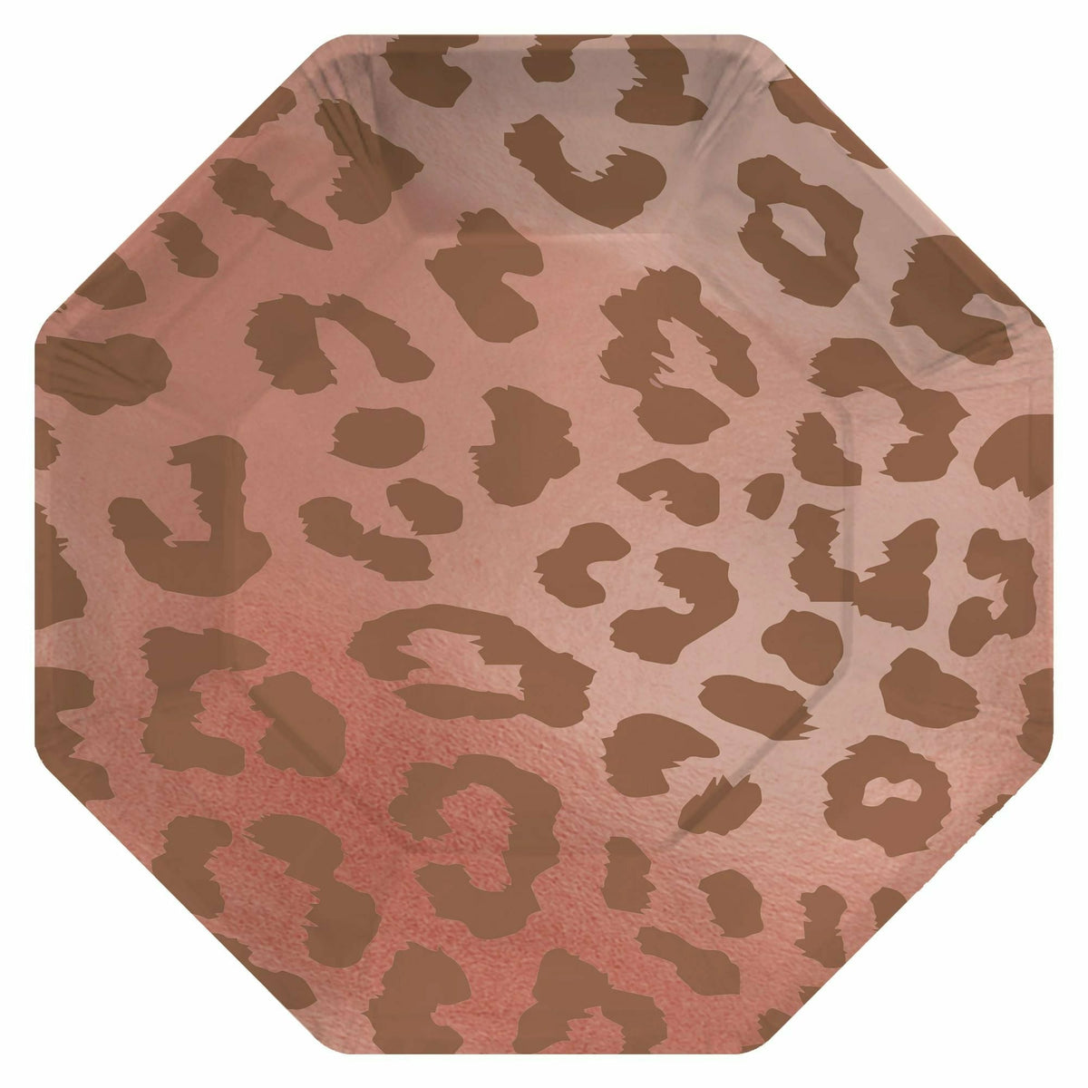 Amscan THEME Rose Gold Leopard Metallic Octagon Plates, 7&quot;