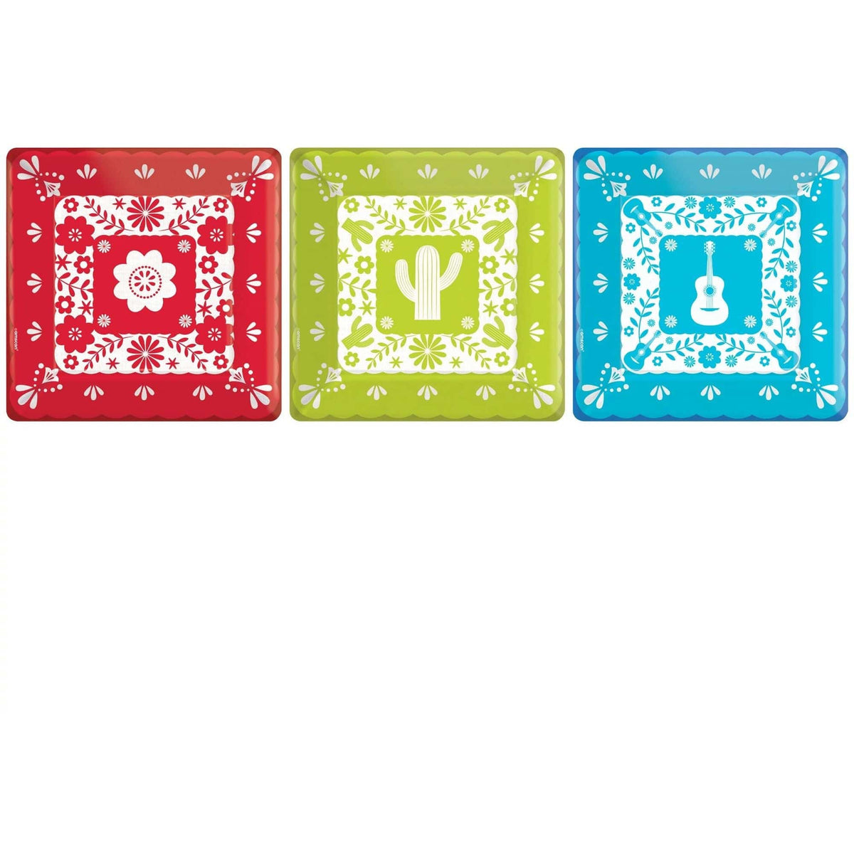 Amscan Viva la Party 7&quot; Square Dessert Plates