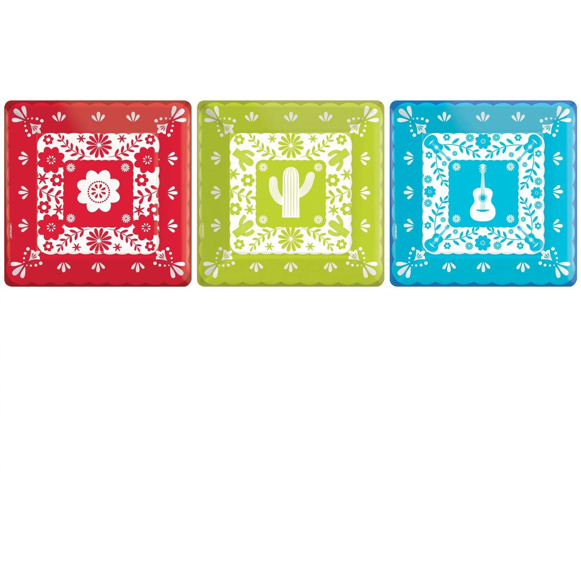 Amscan Viva la Party 7" Square Dessert Plates