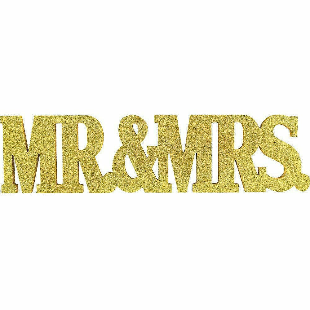 Amscan WEDDING Glitter Gold Mr. &amp; Mrs. Block Letter Sign