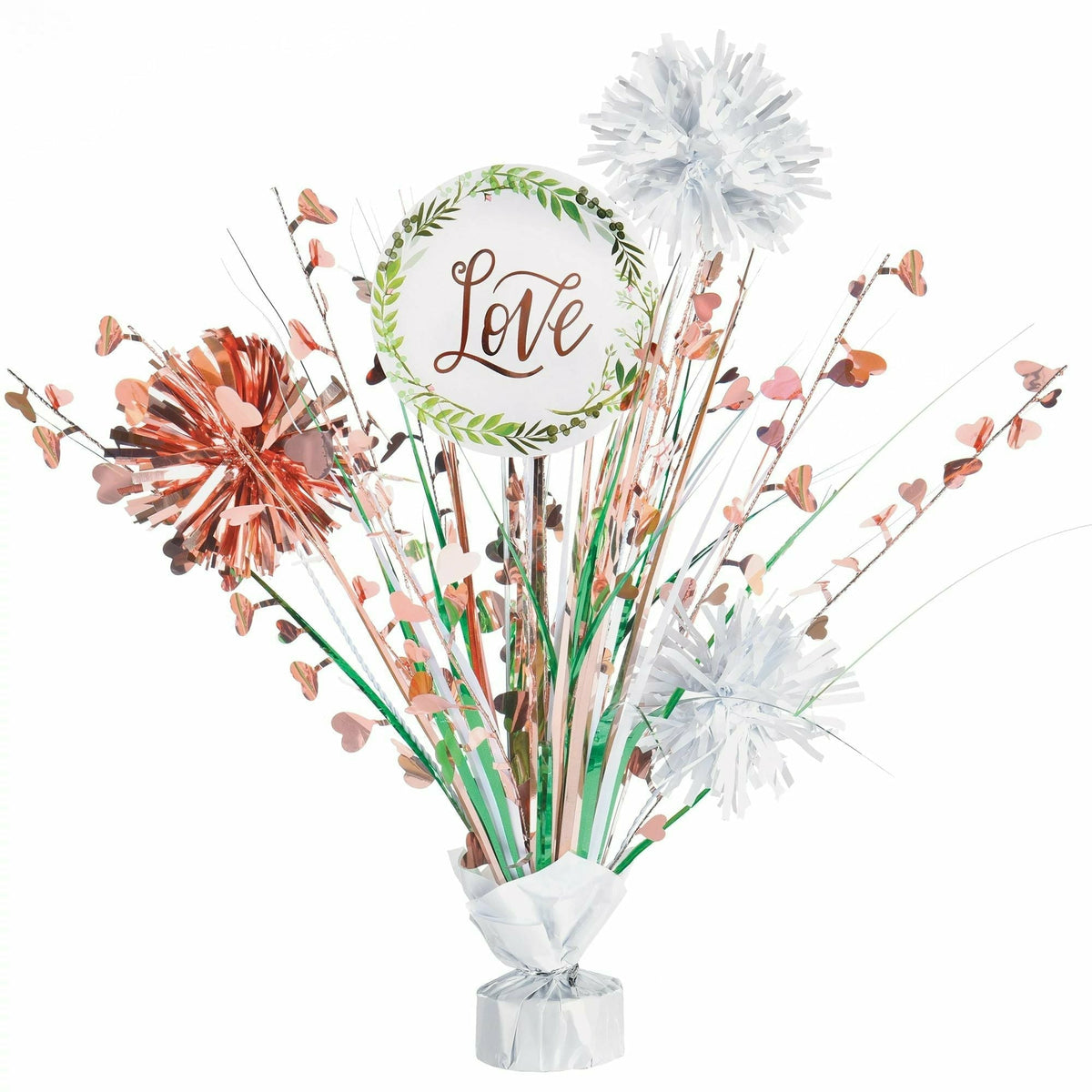 Amscan WEDDING Love &amp; Leaves Tinsel Burst Centerpiece