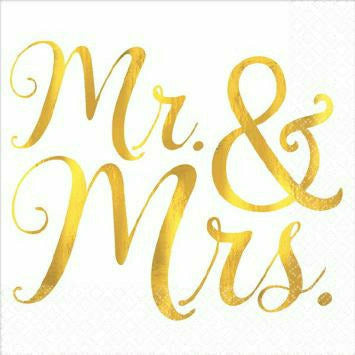 Amscan WEDDING MR&amp;MRS Beverage Napkin