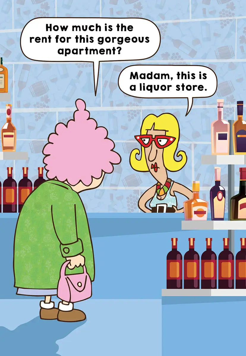 Aunty Acid Standing in Liquor Store