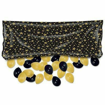 Beistle Company, INC. BALLOONS Black &amp; Gold Plastic Balloon Bag