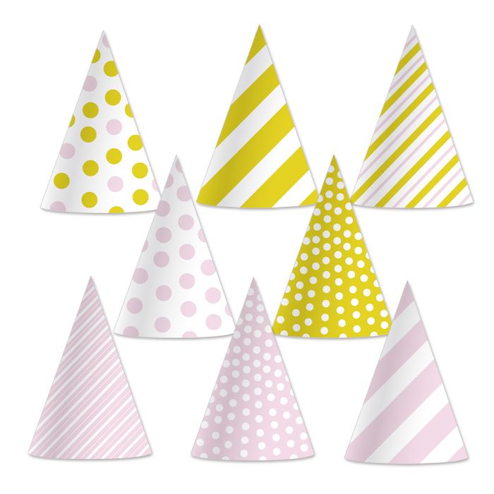 Beistle Company, INC. BIRTHDAY Pink &amp; Gold Cone Hats