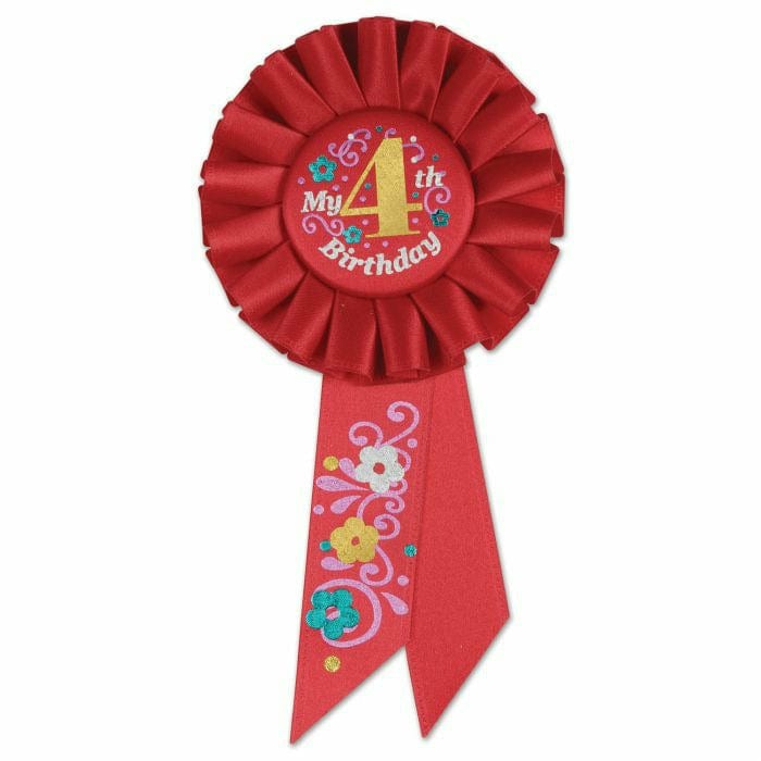 Beistle Company, INC. BOUTIQUE My 4th Birthday Rosette (Red) Rosette Assortment BIRTHDAY BOY