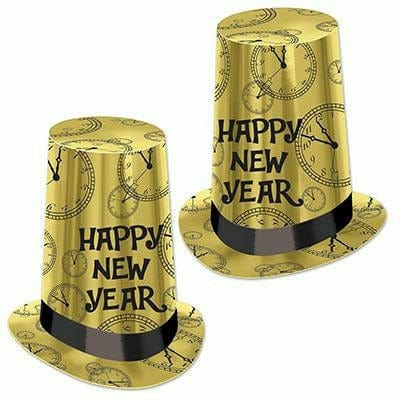 Beistle Company, INC. HOLIDAY: NEW YEAR&#39;S Gold Midnight Clock Super Hi-Hat 10&quot;