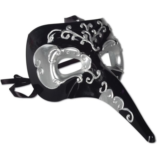 Beistle Company, INC. HOLIDAY: NEW YEAR&#39;S Long Nose Mask - Black &amp; Silver