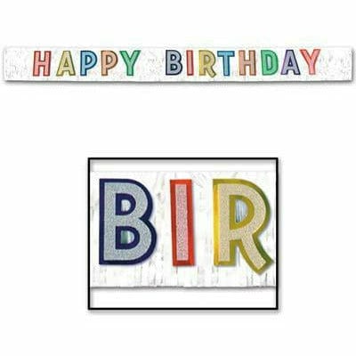 Beistle Company, INC. Metallic Happy Birthday Banner 10" x 9'