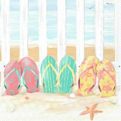 Boston International, Inc. BOUTIQUE LUNCH NAPKINS - SANDY FLIP FLOPS